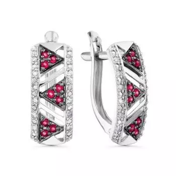 Серьги с рубинами и бриллиантами Линии Любви