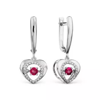 Серьги с рубинами и бриллиантами Линии Любви