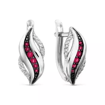 Серьги с рубинами и бриллиантами Линии Любви