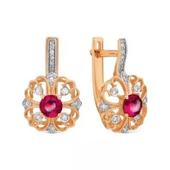 Серьги с рубинами и бриллиантами Линии Любви