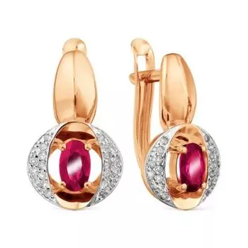Серьги с рубинами и бриллиантами Линии Любви