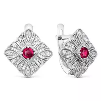 Серьги с рубинами и бриллиантами Линии Любви