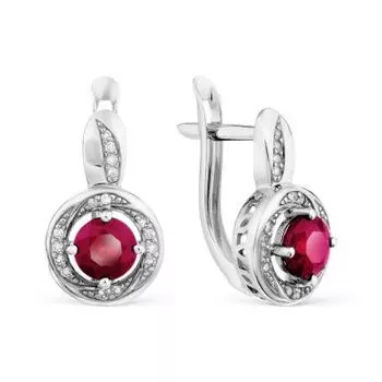Серьги с рубинами и бриллиантами Линии Любви