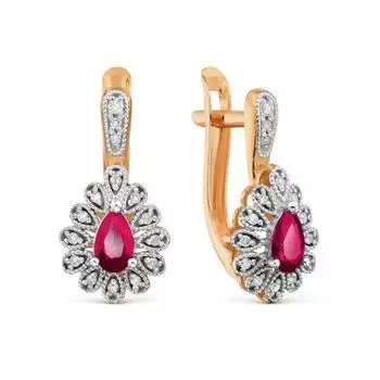 Серьги с рубинами и бриллиантами Линии Любви