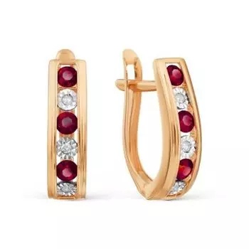 Серьги с рубинами и бриллиантами Линии Любви