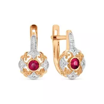 Серьги с рубинами и бриллиантами Линии Любви