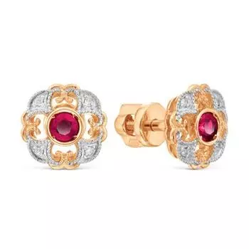 Серьги с рубинами и бриллиантами Линии Любви