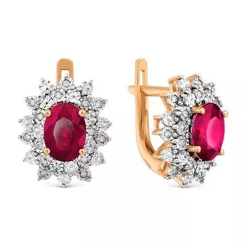 Серьги с рубинами и бриллиантами Линии Любви