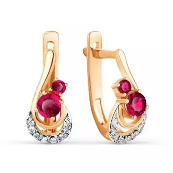 Серьги с рубинами и бриллиантами Линии Любви