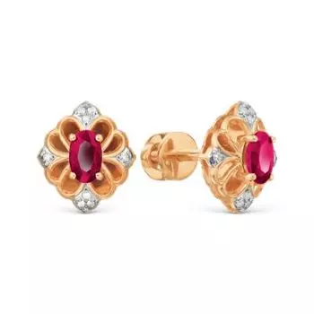 Серьги с рубинами и бриллиантами Линии Любви