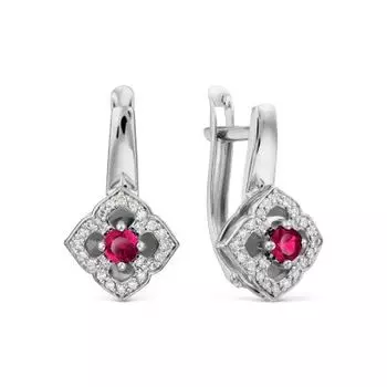 Серьги с рубинами и бриллиантами Линии Любви