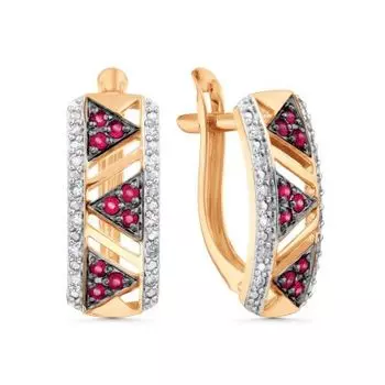 Серьги с рубинами и бриллиантами Линии Любви