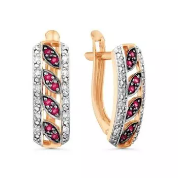 Серьги с рубинами и бриллиантами Линии Любви