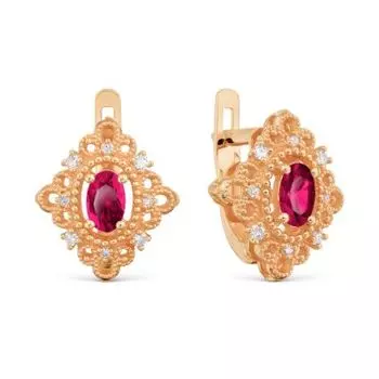 Серьги с рубинами и бриллиантами Линии Любви
