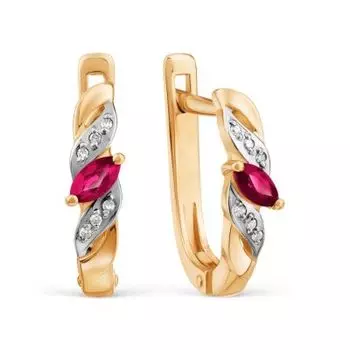 Серьги с рубинами и бриллиантами Линии Любви