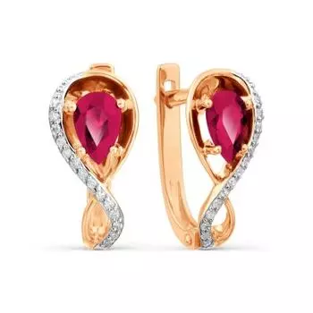 Серьги с рубинами и бриллиантами Линии Любви