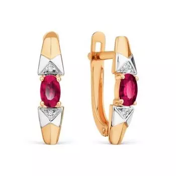 Серьги с рубинами и бриллиантами Линии Любви