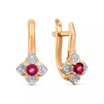Серьги с рубинами и бриллиантами Линии Любви