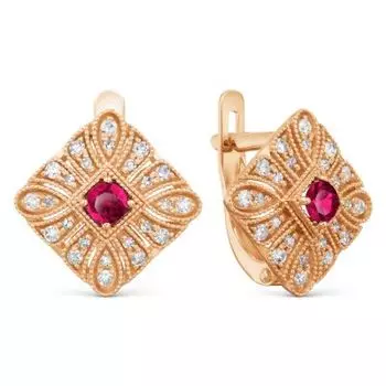 Серьги с рубинами и бриллиантами Линии Любви