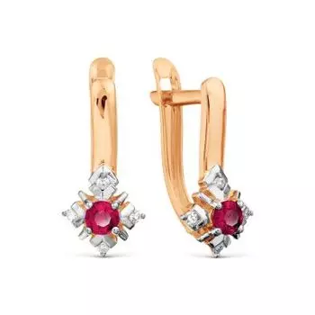 Серьги с рубинами и бриллиантами Линии Любви