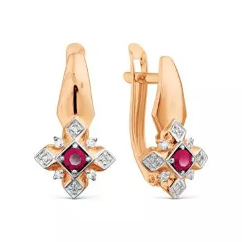 Серьги с рубинами и бриллиантами Линии Любви