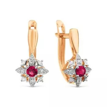 Серьги с рубинами и бриллиантами Линии Любви