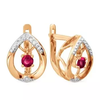 Серьги с рубинами и бриллиантами Линии Любви