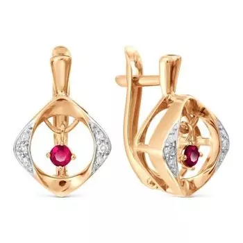 Серьги с рубинами и бриллиантами Линии Любви