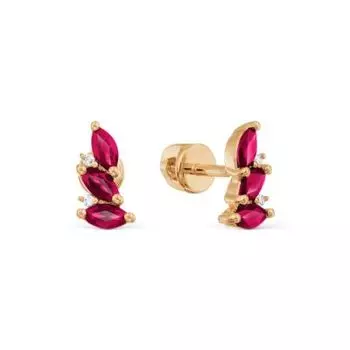 Серьги с рубинами и бриллиантами Линии Любви
