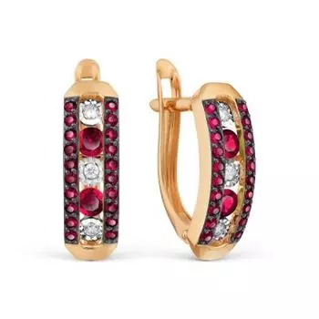 Серьги с рубинами и бриллиантами Линии Любви