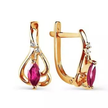 Серьги с рубинами и бриллиантами Линии Любви