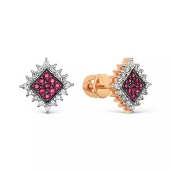 Серьги с рубинами и бриллиантами Линии Любви