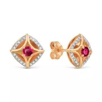 Серьги с рубинами и бриллиантами Линии Любви