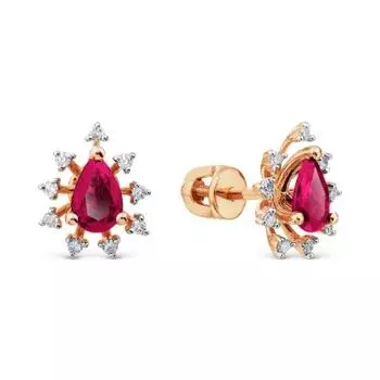 Серьги с рубинами и бриллиантами Линии Любви