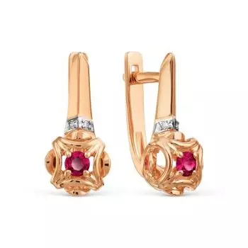 Серьги с рубинами и бриллиантами Линии Любви