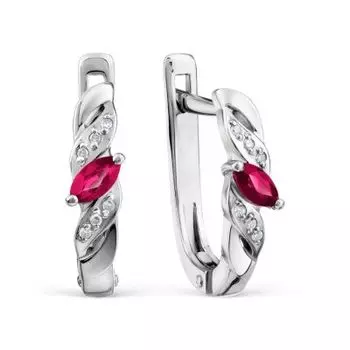 Серьги с рубинами и бриллиантами Линии Любви