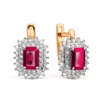 Серьги с рубинами и бриллиантами Линии Любви