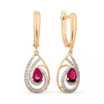 Серьги с рубинами и бриллиантами Линии Любви