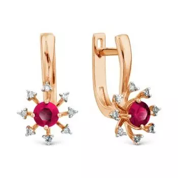 Серьги с рубинами и бриллиантами Линии Любви