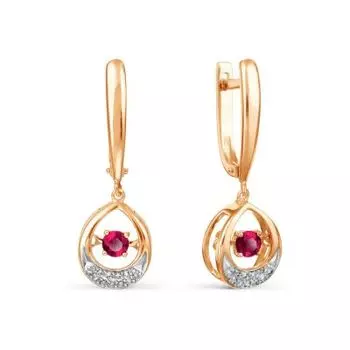 Серьги с рубинами и бриллиантами Линии Любви
