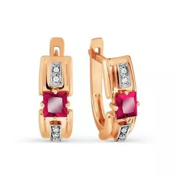 Серьги с рубинами и бриллиантами Линии Любви