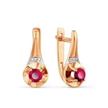 Серьги с рубинами и бриллиантами Линии Любви