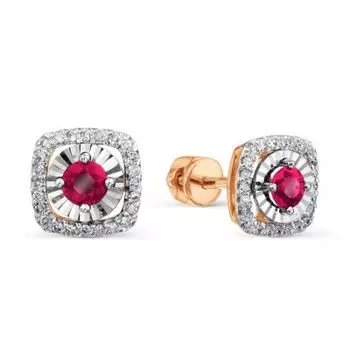 Серьги с рубинами и бриллиантами Линии Любви