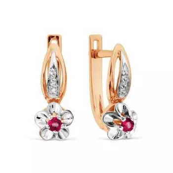 Серьги с рубинами и бриллиантами Линии Любви