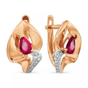 Серьги с рубинами и бриллиантами Линии Любви