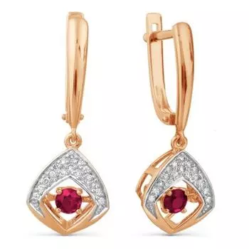 Серьги с рубинами и бриллиантами Линии Любви