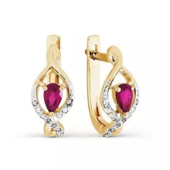 Серьги с рубинами и бриллиантами Линии Любви