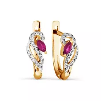 Серьги с рубинами и бриллиантами Линии Любви