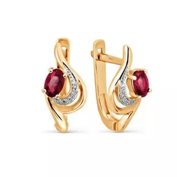 Серьги с рубинами и бриллиантами Линии Любви