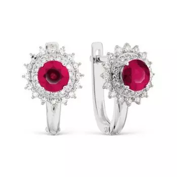 Серьги с рубинами и бриллиантами Линии Любви